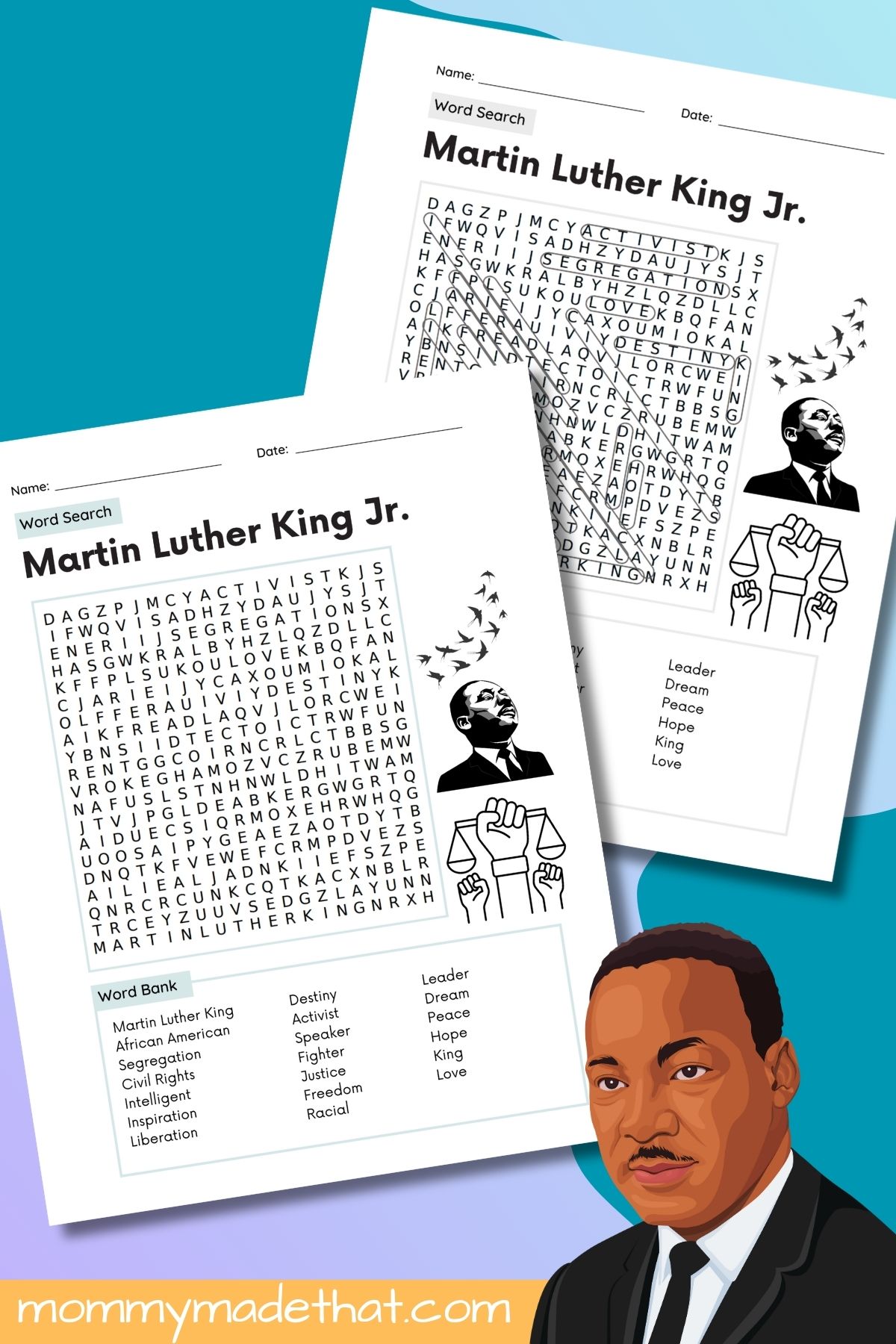 martin luther king jr. word search (free printable + answer key)